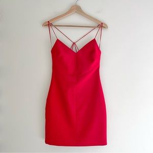 Likely Sleeveless Spaghetti Strap V Neck Sexy Mini Dress In Cherry Red Size 2